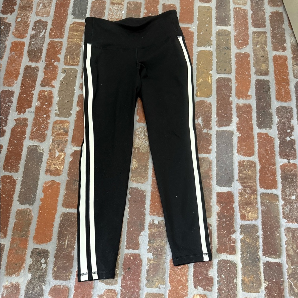 Old Navy Black Leggings with White Stripes